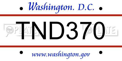 TND370 District Of Columbia License Plate