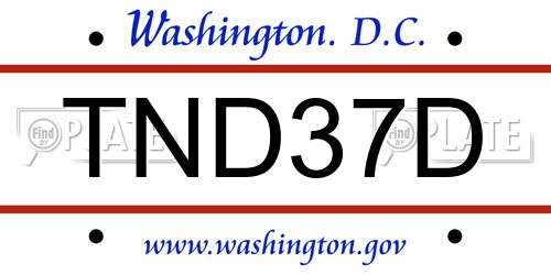 TND37D District Of Columbia License Plate