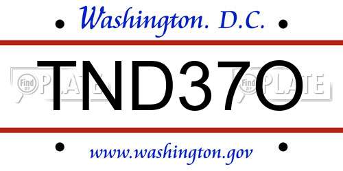 TND37O District Of Columbia License Plate