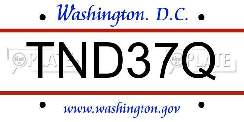 TND37Q District Of Columbia License Plate