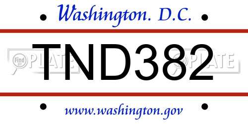 TND382 District Of Columbia License Plate