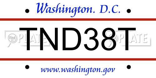 TND38T District Of Columbia License Plate