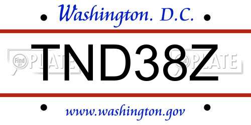 TND38Z District Of Columbia License Plate