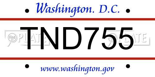 TND755 District Of Columbia License Plate