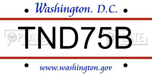 TND75B District Of Columbia License Plate
