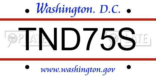 TND75S District Of Columbia License Plate