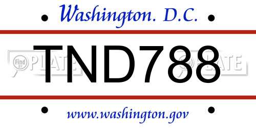 TND788 District Of Columbia License Plate