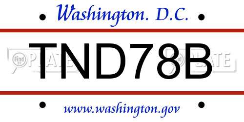 TND78B District Of Columbia License Plate