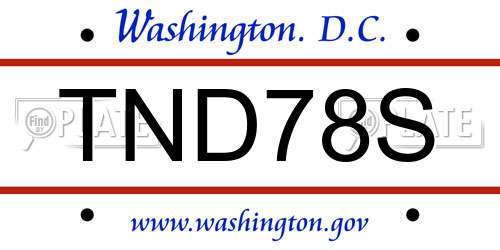 TND78S District Of Columbia License Plate