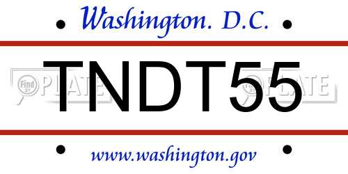 TNDT55 District Of Columbia License Plate