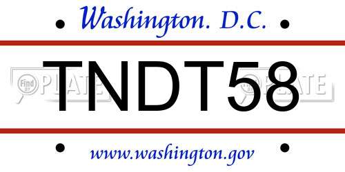 TNDT58 District Of Columbia License Plate