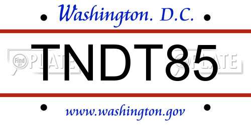 TNDT85 District Of Columbia License Plate