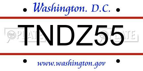 TNDZ55 District Of Columbia License Plate