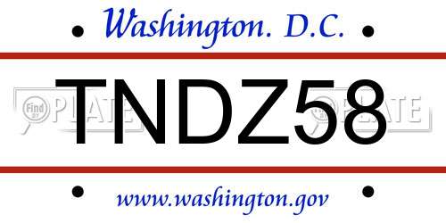 TNDZ58 District Of Columbia License Plate