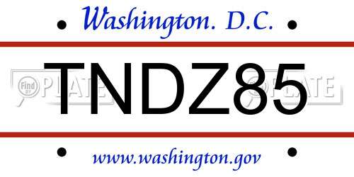 TNDZ85 District Of Columbia License Plate