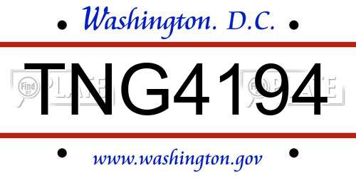 TNG4194 District Of Columbia License Plate