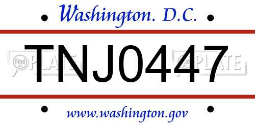 TNJ0447 District Of Columbia License Plate
