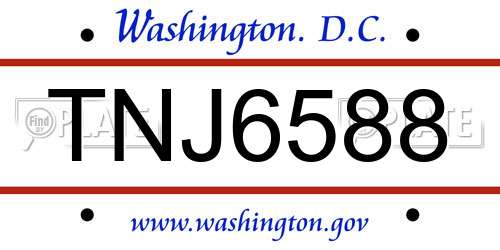 TNJ6588 District Of Columbia License Plate