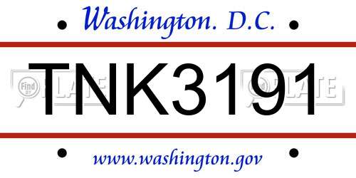 TNK3191 District Of Columbia License Plate