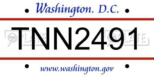 TNN2491 District Of Columbia License Plate