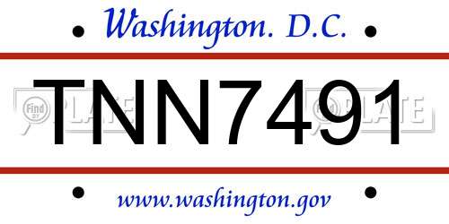 TNN7491 District Of Columbia License Plate