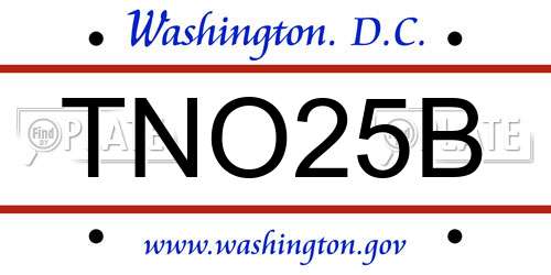 TNO25B District Of Columbia License Plate