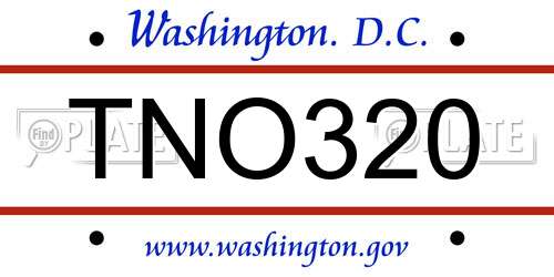 TNO320 District Of Columbia License Plate