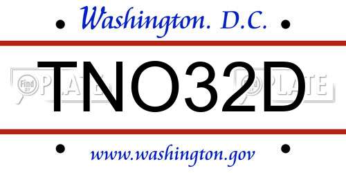 TNO32D District Of Columbia License Plate