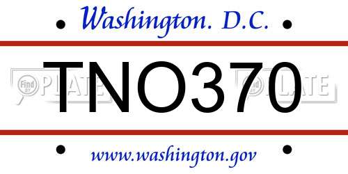TNO370 District Of Columbia License Plate