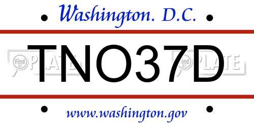 TNO37D District Of Columbia License Plate
