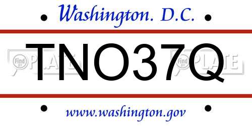 TNO37Q District Of Columbia License Plate