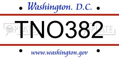 TNO382 District Of Columbia License Plate