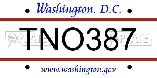 TNO387 District Of Columbia License Plate