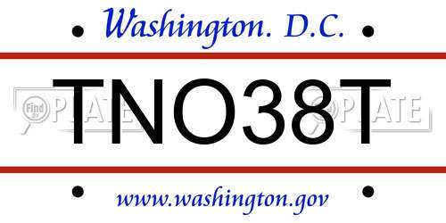 TNO38T District Of Columbia License Plate