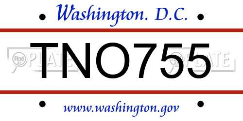 TNO755 District Of Columbia License Plate
