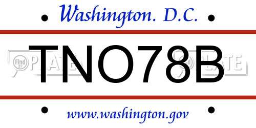 TNO78B District Of Columbia License Plate