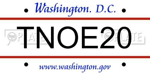 TNOE20 District Of Columbia License Plate