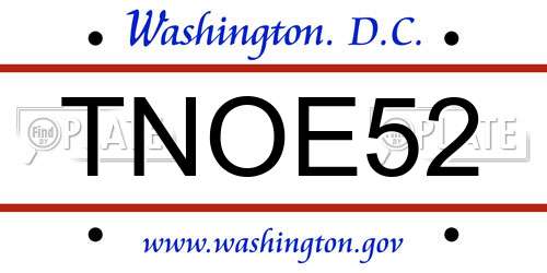 TNOE52 District Of Columbia License Plate