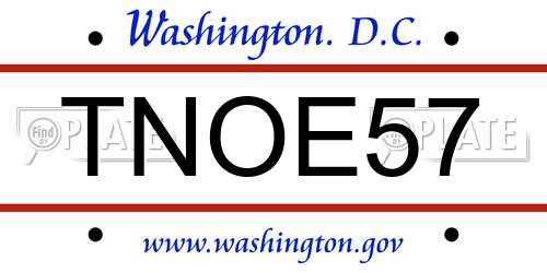 TNOE57 District Of Columbia License Plate
