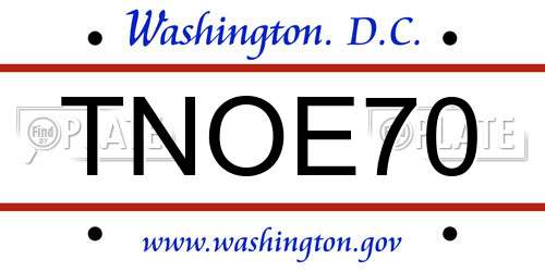 TNOE70 District Of Columbia License Plate