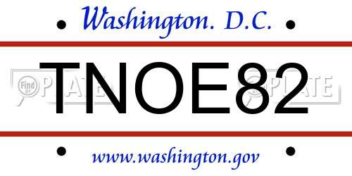 TNOE82 District Of Columbia License Plate