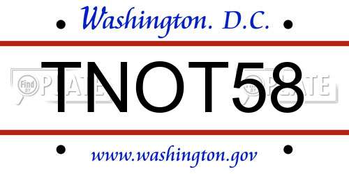 TNOT58 District Of Columbia License Plate