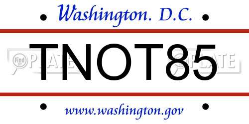 TNOT85 District Of Columbia License Plate