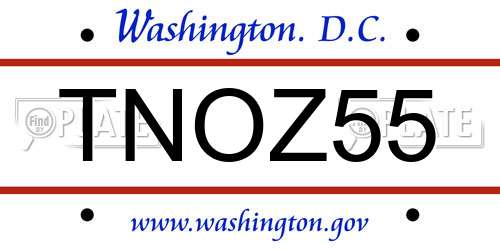 TNOZ55 District Of Columbia License Plate