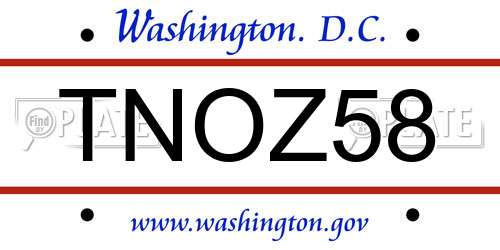 TNOZ58 District Of Columbia License Plate