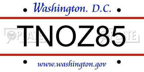 TNOZ85 District Of Columbia License Plate