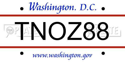 TNOZ88 District Of Columbia License Plate