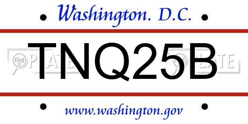 TNQ25B District Of Columbia License Plate