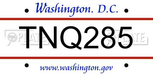 TNQ285 District Of Columbia License Plate