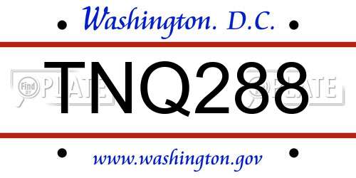 TNQ288 District Of Columbia License Plate